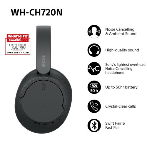 Sony WH-CH720N Headset Wired & Wireless Head-band Calls/Music USB Type-C Bluetooth Black
