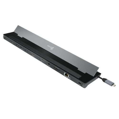 j5create JCD542-N USB-C® Dual HDMI™ Docking Station, includes 2x HDMI ports and 4x USB ports, Grey & Black