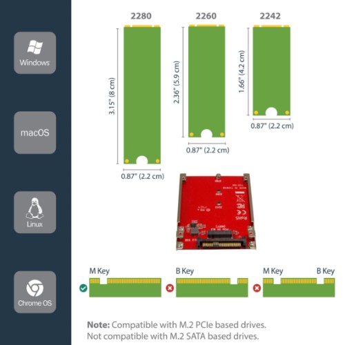 StarTech.com M.2 Drive to U.2 (SFF-8639) Host Adapter for M.2 PCIe NVMe SSDs