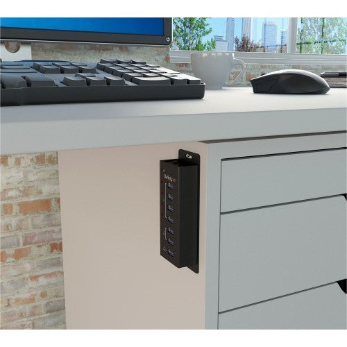 StarTech.com 4 Port USB 3.0 Hub plus 3 Dedicated USB Charging Ports (2 x 1A & 1 x 2A) - Wall Mountable Metal Enclosure~4 Port USB 3.0 Hub (5Gbps) plus 3 Dedicated USB Charging Ports (2 x 1A & 1 x 2A) - Wall Mountable Metal Enclosure