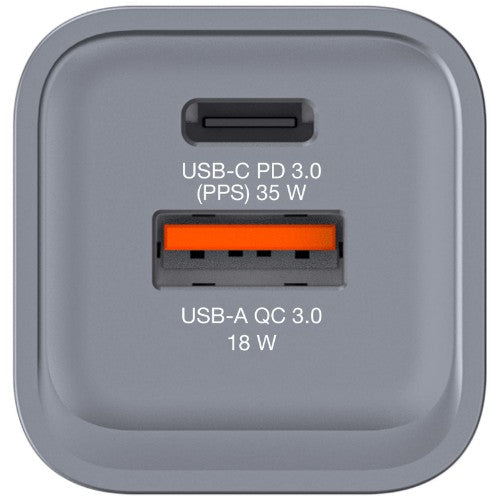Verbatim GNC-35 GaN Charger 35W with 1 x USB-C PD 35W / 1 x USB-A QC 3.0 (EU/UK/US)