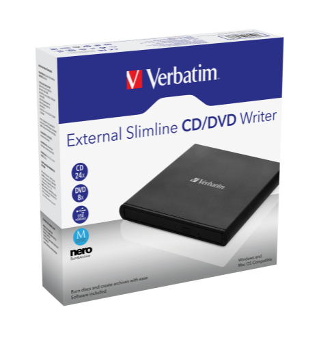 Verbatim Slimline CD/DVD optical disc drive DVD-RW Black