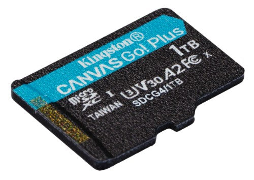 Kingston Technology 1TB microSDXC Canvas Go Plus Gen4 200R A2 U3 Single Pack w/o ADP