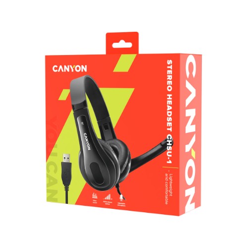 Canyon CNS-CHSU1B headphones/headset Wired Head-band Calls/Music USB Type-A Black