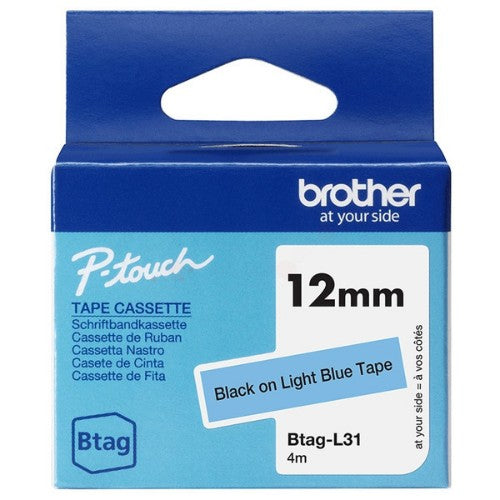 Brother BTAG-L31 DirectLabel-etikettes black on blue bright 12mm x 4m for Brother Btag 12mm