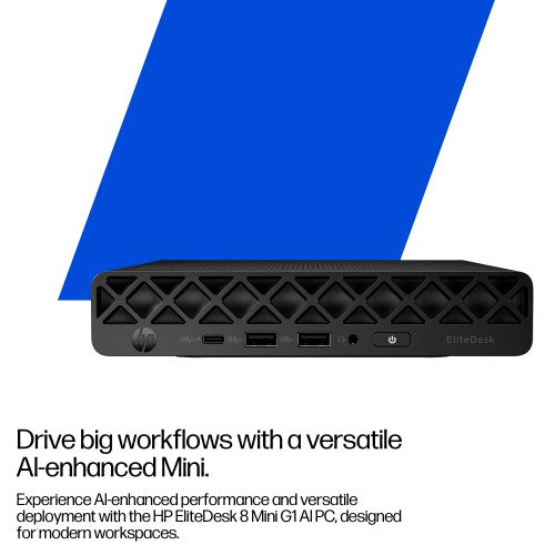 HP EliteDesk 8 Mini G1i AI Intel Core Ultra 5 235T 16 GB DDR5-SDRAM 512 GB SSD Windows 11 Pro Mini PC AI PC Black