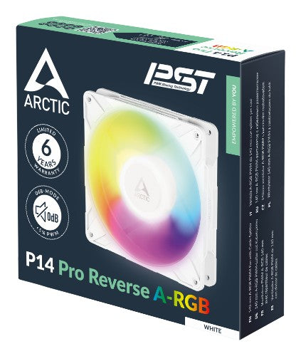 ARCTIC Freezer P14 Pro Reverse A-RGB (White) - 3 Pack - 140 mm A-RGB PWM Fan with Cable Splitter