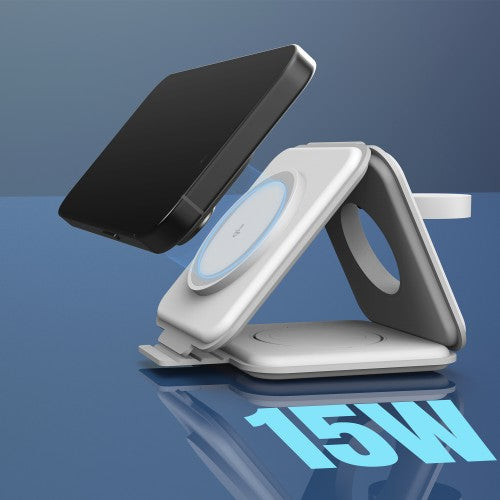 j5create Qi2 3-in-1 Magnetic Travel Wireless Charging Station