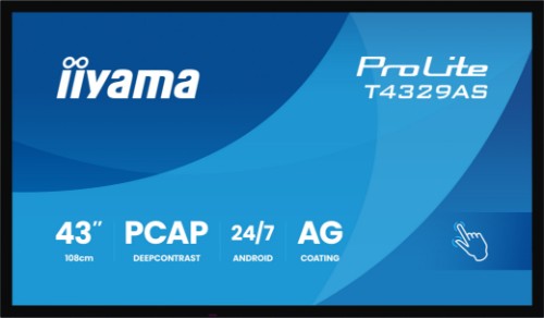 iiyama T4329AS-B1AG computer monitor 108 cm (42.5") 3840 x 2160 pixels 4K Ultra HD LED Touchscreen Black