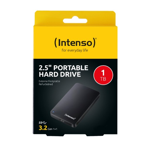 Intenso 6021660 external hard drive 1 TB 5400 RPM 2.5" USB Type-A 3.2 Gen 1 (3.1 Gen 1) Black Refurbished