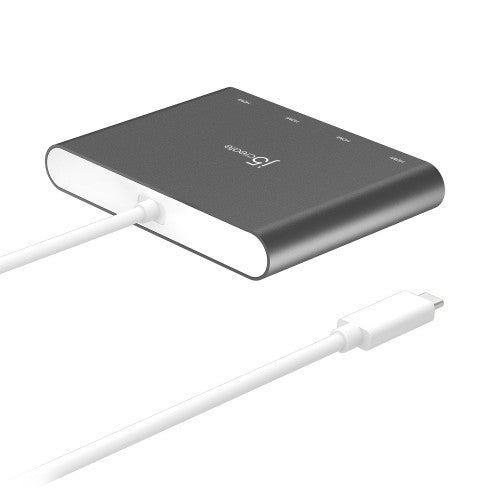 j5create JCA366-N USB-C™ to 4-Port HDMI™ Multi-Monitor Adapter, Silver