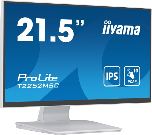 iiyama ProLite 21.5” PCAP 10pt touchscreen monitor featuring IPS panel technology, Edge-to-Edge glass design and anti fingerprint coating