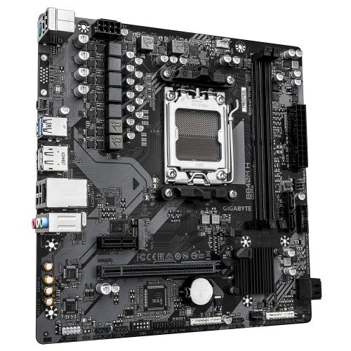 GIGABYTE B840M H Motherboard - AMD Ryzen 9000 CPUs, 5+2+2 Phases VRM, up to 7200MHz DDR5 (OC), 1xPCIe 4.0 M.2, 1GbE LAN, USB 3.2 Gen 1
