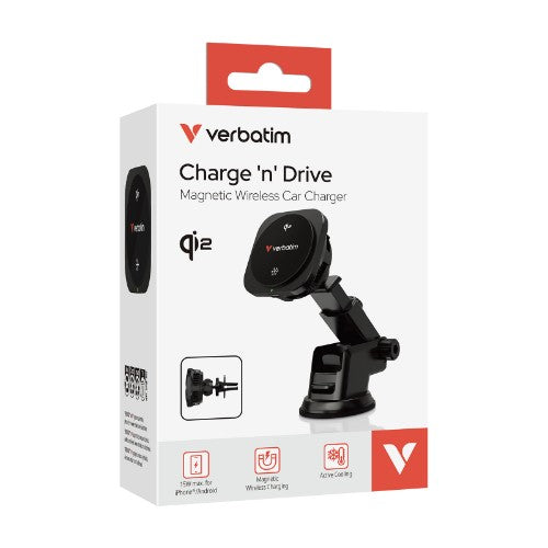 Verbatim Charge 'n' Drive Qi2 Magnetic Wireless Car Charger