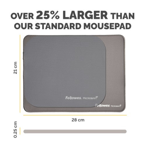 Fellowes Breyta XL Mouse Mat with Non-Slip Base XL Mouse Pad with Antibacterial Protection Grey