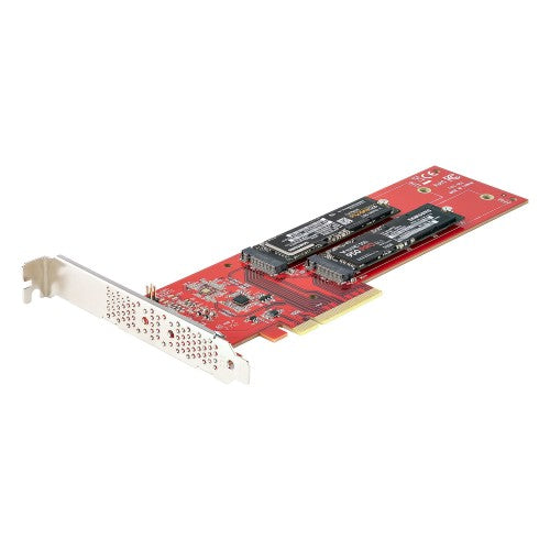 StarTech.com Dual M.2 PCIe SSD Adapter Card, PCIe x8 / x16 to Dual NVMe or AHCI M.2 SSDs, PCI Express 4.0, 7.8GBps/Drive, Bifurcation Required - Windows/Linux Compatible