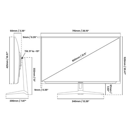 Arozzi Nova 32″ computer monitor 80 cm (31.5") 2560 x 1440 pixels Quad HD LED White