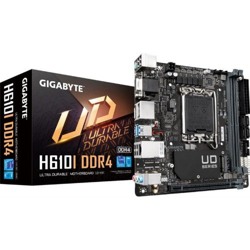 GIGABYTE H610I DDR4 Motherboard - Supports Intel Core 14th CPUs, 4+1+1 Hybrid Digital VRM, up to 3200MHz DDR4, 1xPCIe 3.0 M.2, GbE LAN, USB 3.2 Gen 1