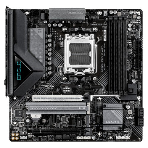GIGABYTE B850M EAGLE WIFI7 Motherboard - AMD Ryzen 9000 Series CPUs, 8+2+2 Phases Digital VRM, up to 8200MHz DDR5 (O.C.), 1xPCIe 5.0 + 1xPCIe 4.0 M.2, WIFI 7, 2.5 GbE LAN, USB 3.2 Gen 2