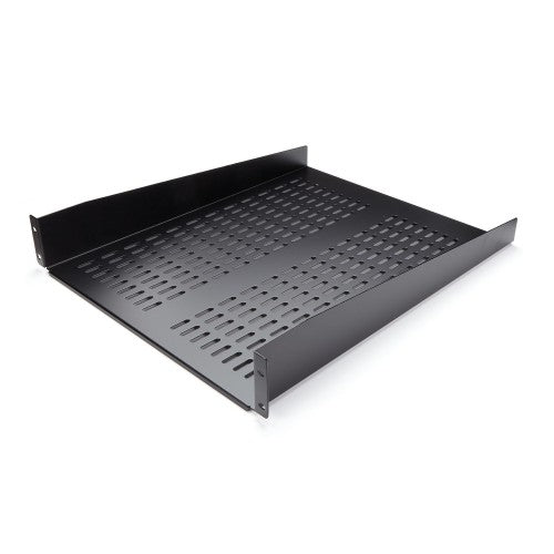 StarTech.com 2U Server Rack Shelf - Universal Vented Rack Mount Cantilever Tray for 19" Network Equipment Rack & Cabinet - Heavy Duty Steel – Weight Capacity 50lb/23kg - 22" Deep Shelf, Black